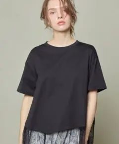 シュガーローズ　裾レースアシメヘムTシャツ ブラックのサムネイル