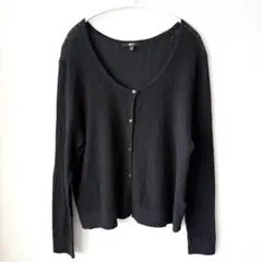 UNIQLO C レースラウンドネック ショートカーディガン 3XL 黒
