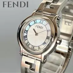 【稼働品】FENDI フェンディ 6100L ズッカ柄 シェル レディース腕時計