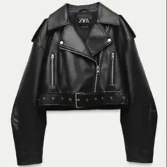 ZARA ダークブラウン クロップドライダースジャケット - メルカリ