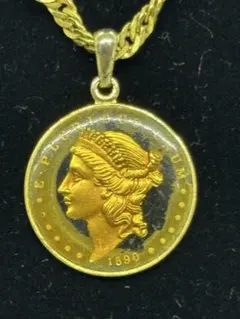 コイン型ペンダントネックレス 1890年デザイン ゴールド　オシャレ上品