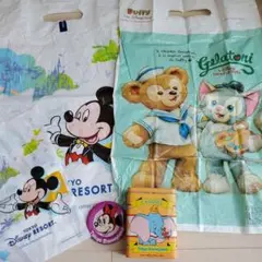 昭和レトロ　東京ディズニーランド　ミニーマウス缶バッジ　1980年代　買い物袋