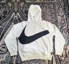 「訳あり」NIKE フード付きハーフジップパーカー Lサイズ アイボリー色