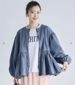 完売品　coca デニムギャザーアウター　デニムギャザーブルゾン　L