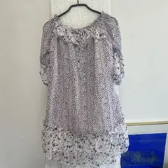 花柄オフショルダーチュニック ワンピース　半袖