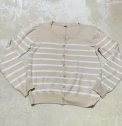 ニットカーディガン*ベージュ*ボーダー