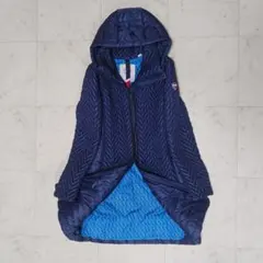 【ロニショール】トリコロール　ダウンコート　ロング　Aライン　フード付