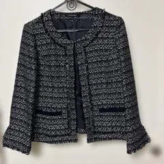 LAUTREAMONT ノーカラー ツイードジャケット ブラック