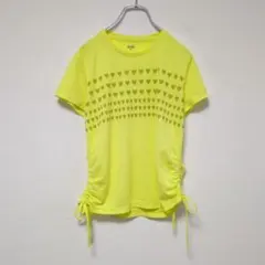 【美品】エレッセ テニスウェア 半袖 M イエロー サイドシャーリング ハート柄のサムネイル