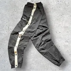 NIKE ナイロンパンツ サイドボタン ブラック×ホワイト ロゴ M ナイキ