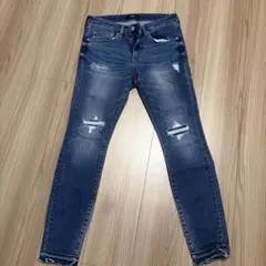 スキニーデニム S ダークブルー ダメージ加工のサムネイル