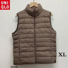 UNIQLO『ユニクロ』ウルトラライトダウン ベスト【XL】茶系 千鳥格子