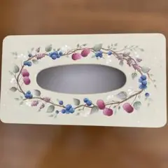 ベリーを描いたティシュボックス　トールペイント　インテリア　28×14×8cm