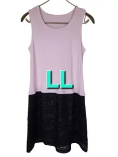 ノースリーブ ワンピース　レディース LLサイズ ピンク ブラック スパンコール