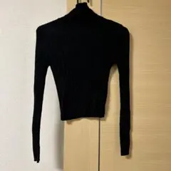 ZARA S 黒 タートルネック ニット クロップド