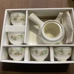 陶器製 花柄 茶器セット 急須と茶碗5個