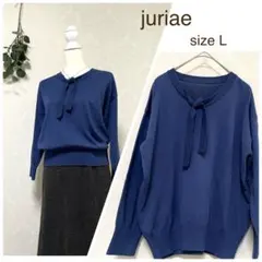 新品 タグ付き juriae ボウタイ ニット プルオーバー 洗えるニット L