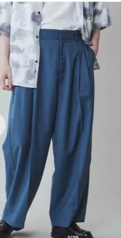 WEGO　ワイドストレートスラックス　L　Dカンつき　ブルー◆A737