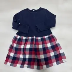 無印良品　子供用ワンピース 110cm 長袖 チェック柄