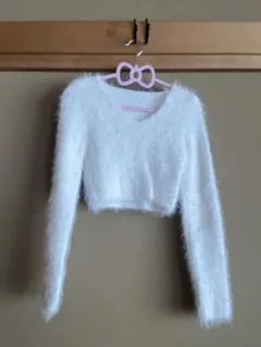 SHEIN ホワイト Vネック クロップドセーター