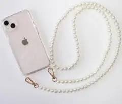 iPhone11proケース　パールショルダーケース　パールチェーン　韓国人気