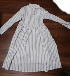 【新品】Erz. ストライプ柄 長袖シャツワンピース