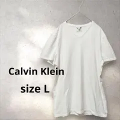 【SALE】Calvin Klein 白 VネックTシャツ L スリムフィット