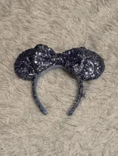 シルバーラメ ミッキーマウス耳カチューシャ