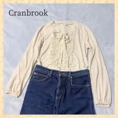 【Cranbrook】ボウタイブラウス M フリル 長袖 アイボリー リボン