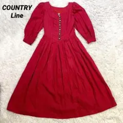 ヨーロッパ製　ロングワンピース　カントリー調　赤　マキシ丈　カットソー