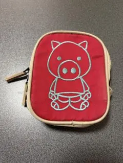 drug store’s 赤いポーチ ブタの刺繍