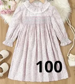 再入荷【新品】スモッキングワンピース　ワンピース 100 キッズワンピース