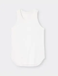 GU ワッフルロングタンクトップ ホワイト S