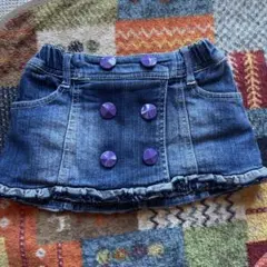 デニムスカート 紫ボタン付き 100cm~
