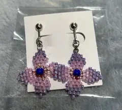【ハンドメイド】ビーズイヤリング フラワーモチーフ