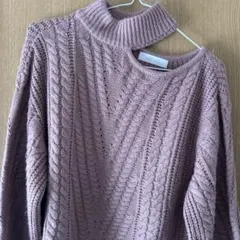 ケーブル編み ハイネックセーター