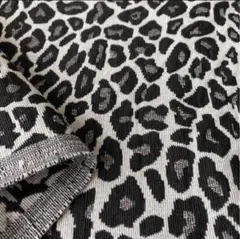 A12【0.9ｍ】ジャガード織 シルバー系 ヒョウ柄