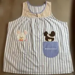美品　くまの学校ジャッキーエプロン　　　　ストライプ柄