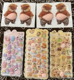 5点セット 3Dぷくぷくシール おしりシール シール帳にも デコ 立体ステッカー