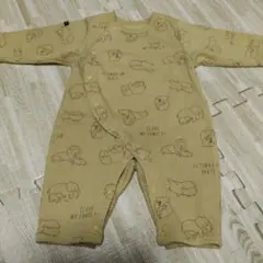 【西松屋】動物柄ロンパース 黄土色 裏起毛 60〜70cm