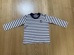MIKI HOUSE 長袖シャツ 白／紺ボーダー柄　８０サイズ 中古 送料込
