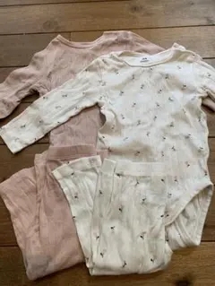 【美品】H&M リブ編みロンパース ボトムスセット