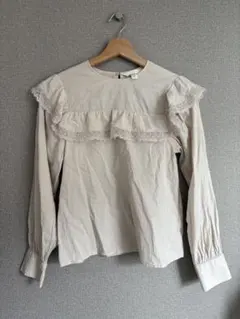 H&M 長袖 フリルブラウス ベージュ XSのサムネイル