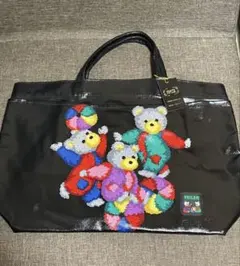 未使用タグ付きフェイラー トートバッグ ハンドバッグ PVC 黒 ブラック くま