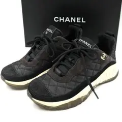 【美品】CHANEL シャネル スニーカー ココマーク マトラッセ ブラック