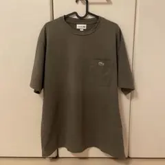 【美品】LACOSTEラコステ ポケットTシャツ カーキ US XL