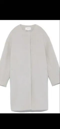 FRAY I.D ノーカラー コクーン　ロングコート ベージュ