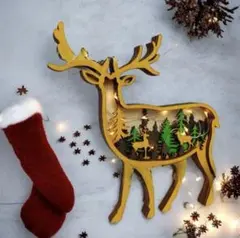 クリスマス　トナカイ 置物 オブジェ 　ライト付き インテリア