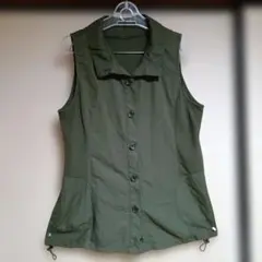 オリーブグリーン 　ロングベストM