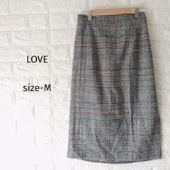 ポ*ィ様 300円〜 LOVE グレンチェック タイトスカート スリット 美シル
